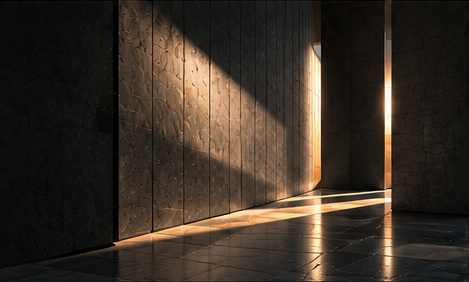 Architectural passage illuminated by a narrow band of light
