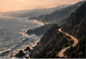 Expansive coastline viewed from above