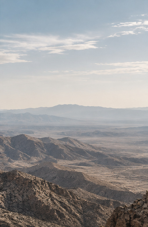 Desert mountains beneath an open sky